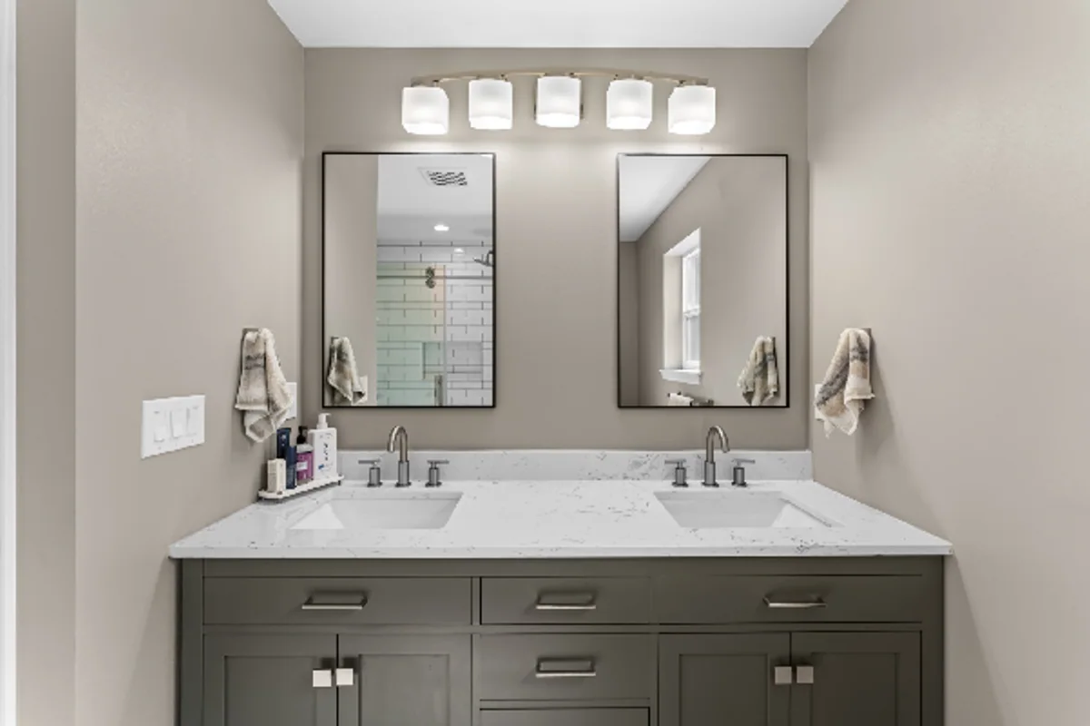 Double vanity in a remodeled Greater Seattle bathroom